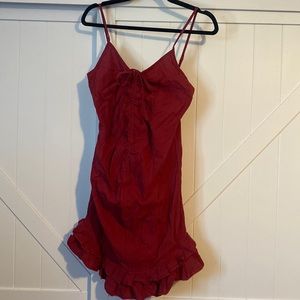 Ruffle Hem Drawstring Ruched Casual Dress